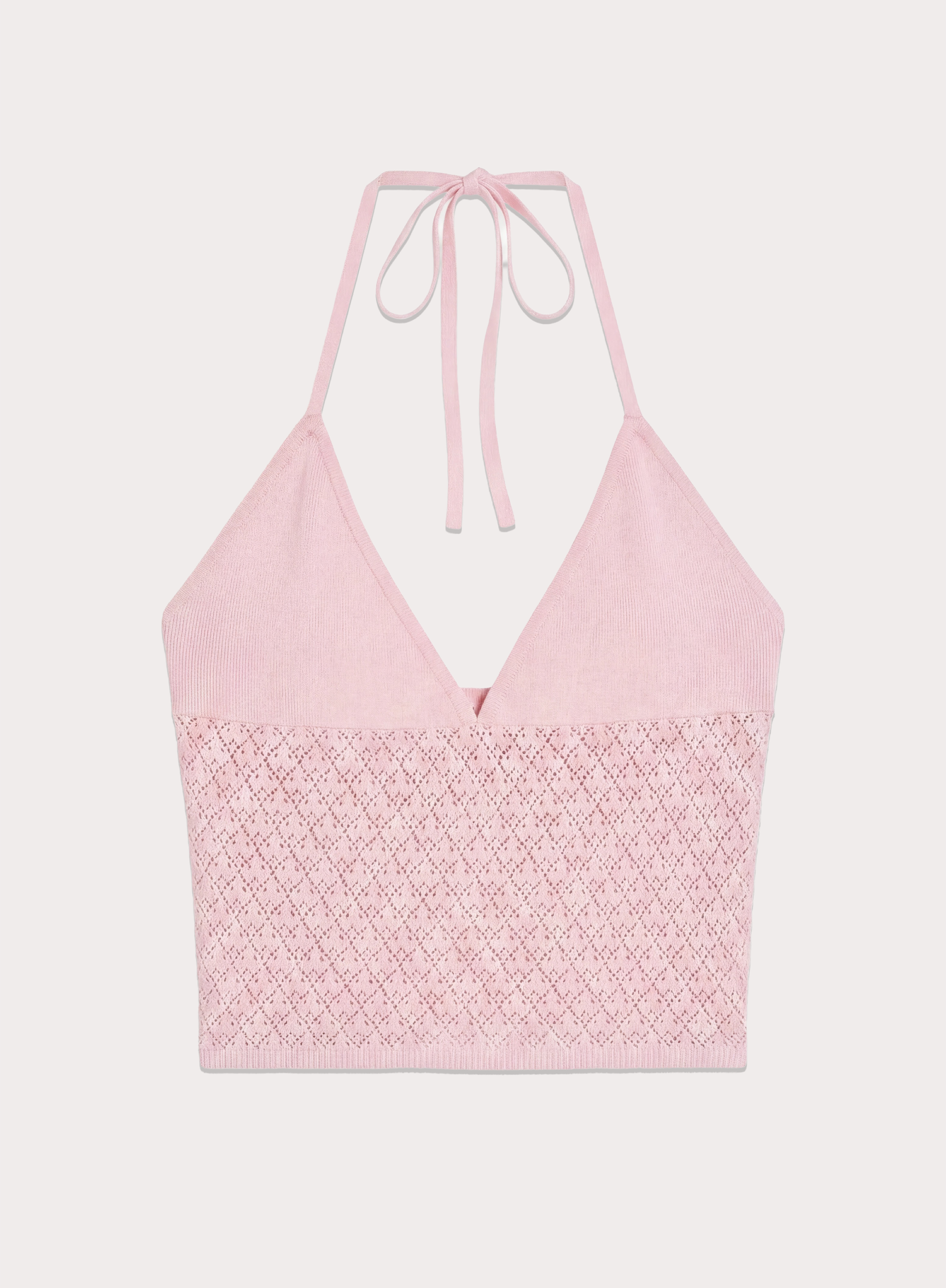 Pink Contrast Knit Cami Top